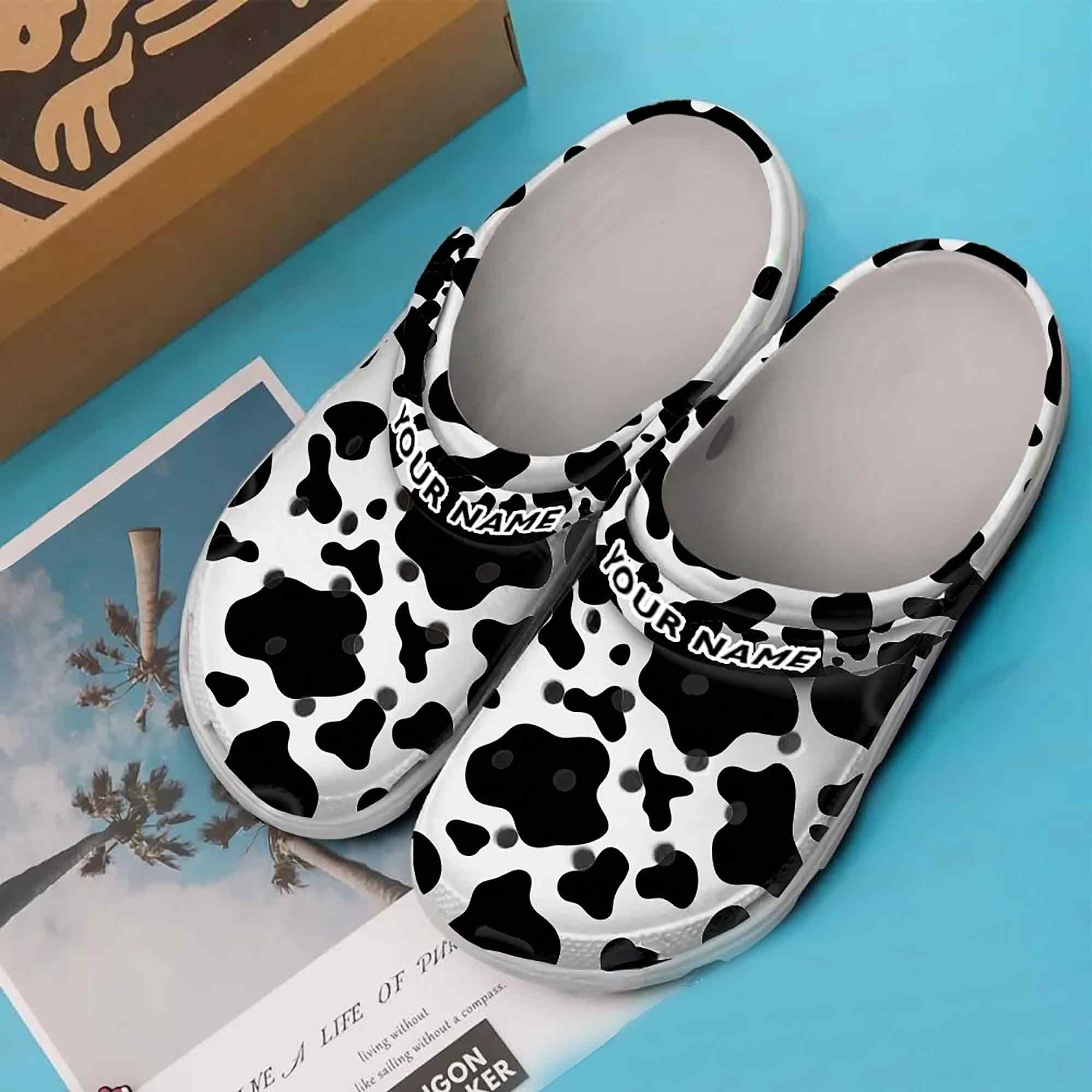 Personalized Cow Pattern Skin Dairy Farmer Cattle Clogs Cute Farm Merch Gift For Her
