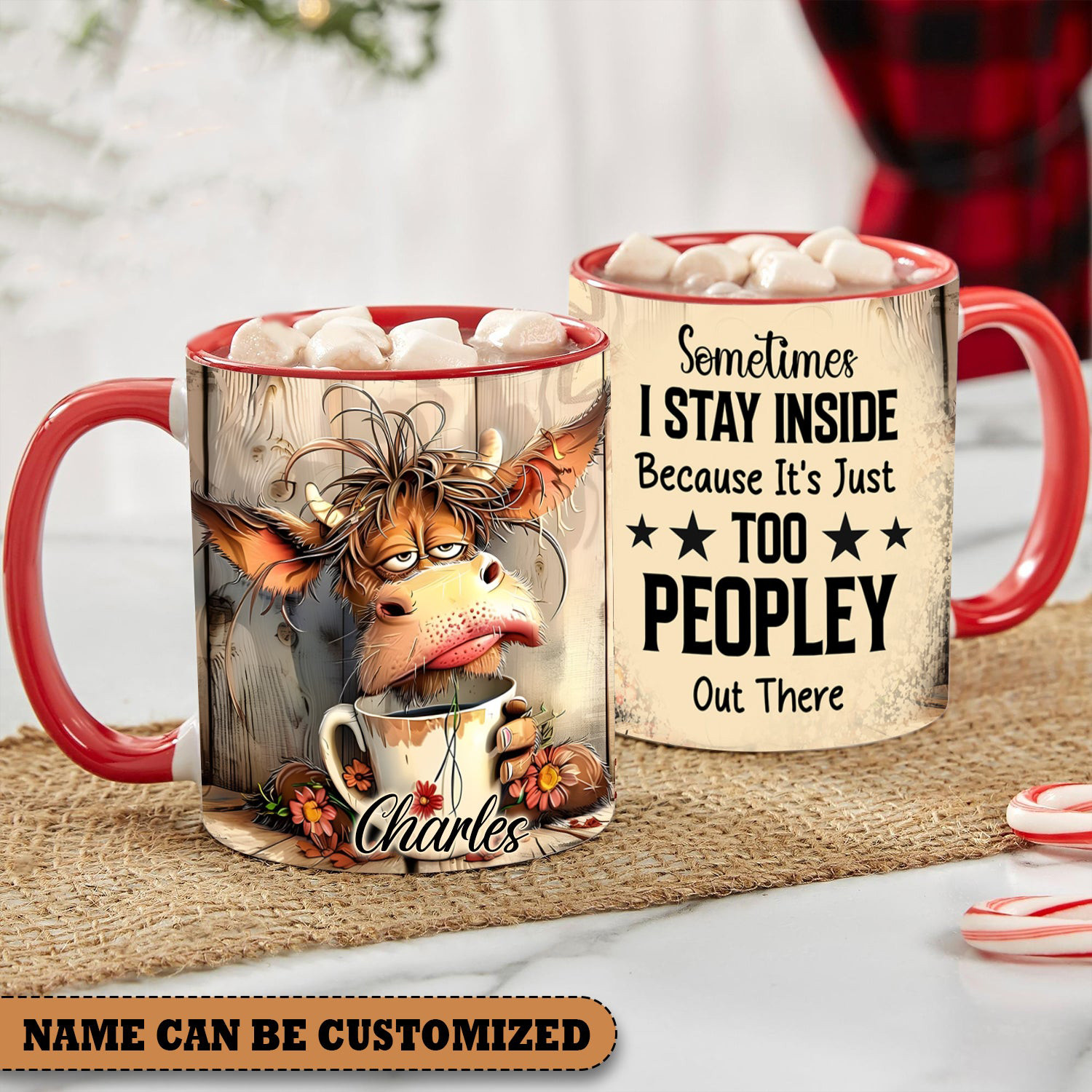 Personalized Cow Sometimes I Stay Inside Mug Funny Christmas Mug Gifts For Cow Lovers