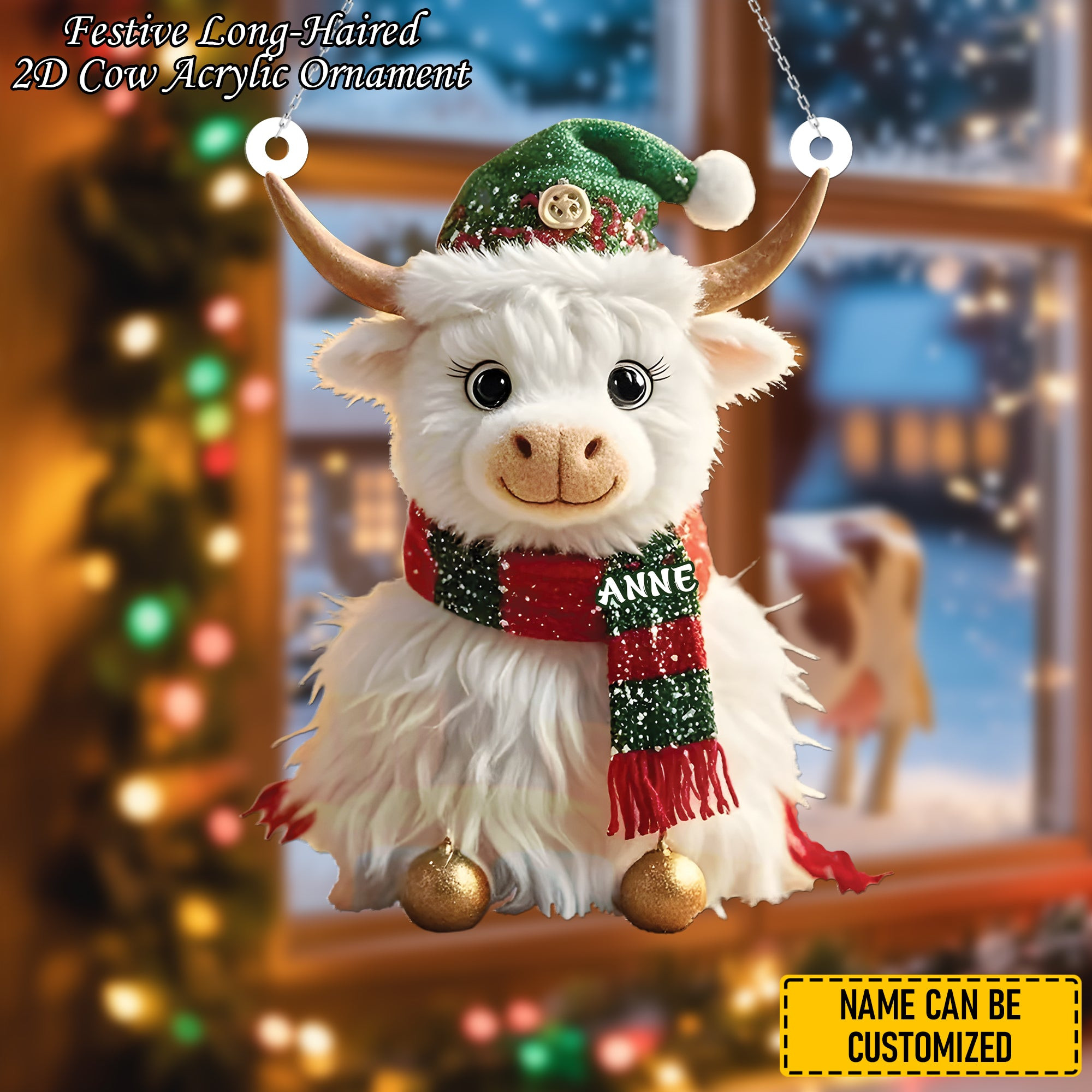 Personalized Cow With Scarf Christmas Ornament Xmas Tree Decor Best Christmas Ornaments