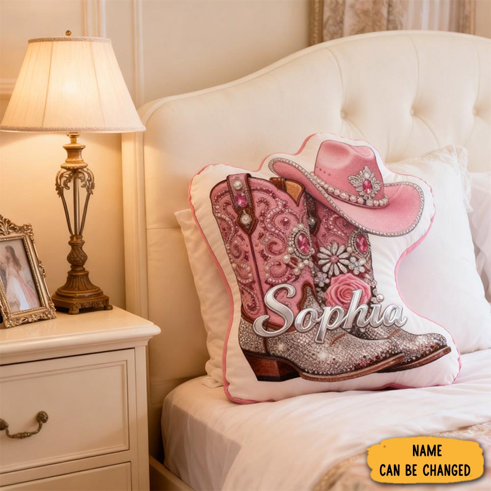 Personalized Cowboy Boots Cowboy Hats Cowboy Themed Pillow With Customizable Names Unique Decorative Cushion Perfect Gift For Her And Music Lovers
