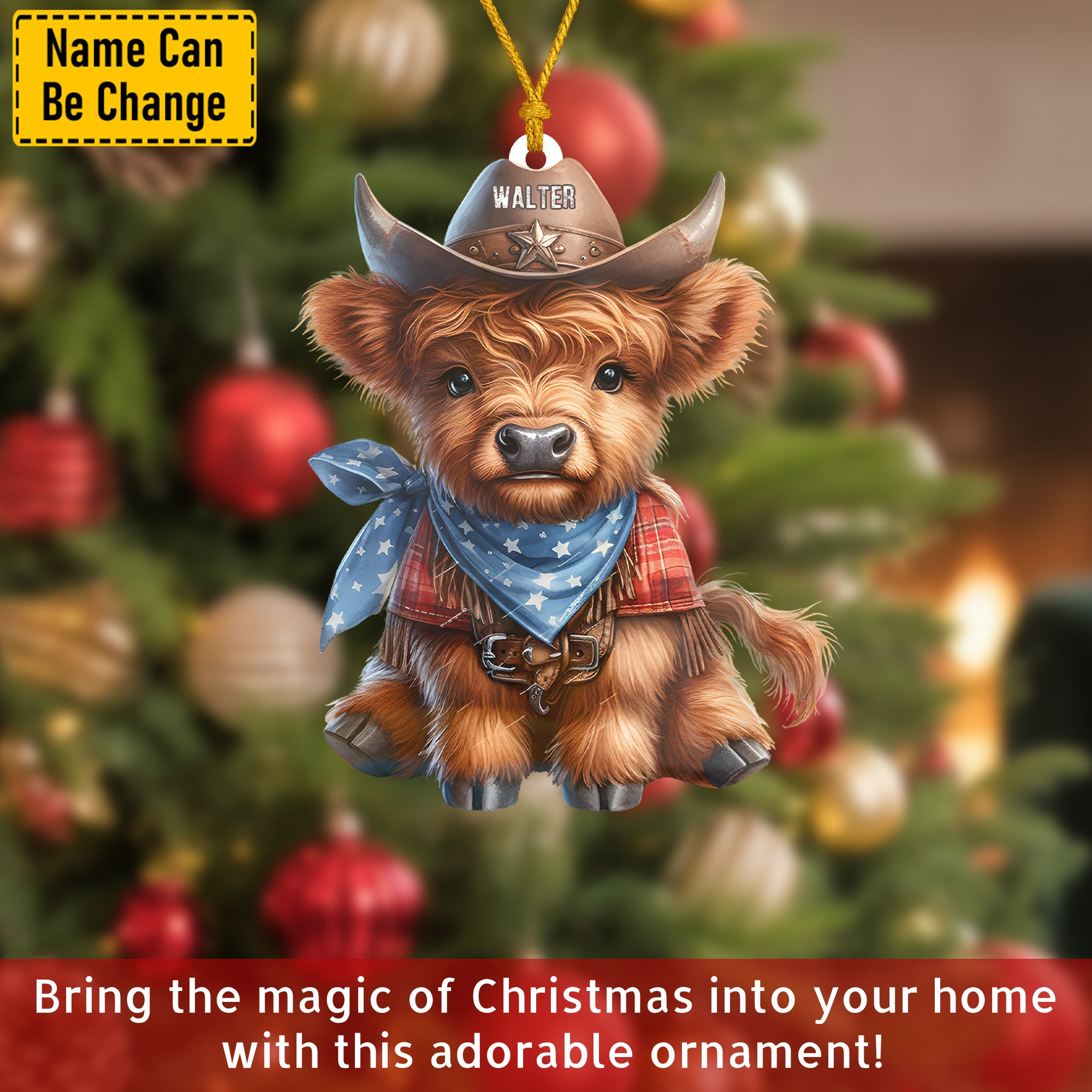 Personalized Cowboy Cow Christmas Ornament Christmas Tree Decor Gifts For Cowboy Lovers