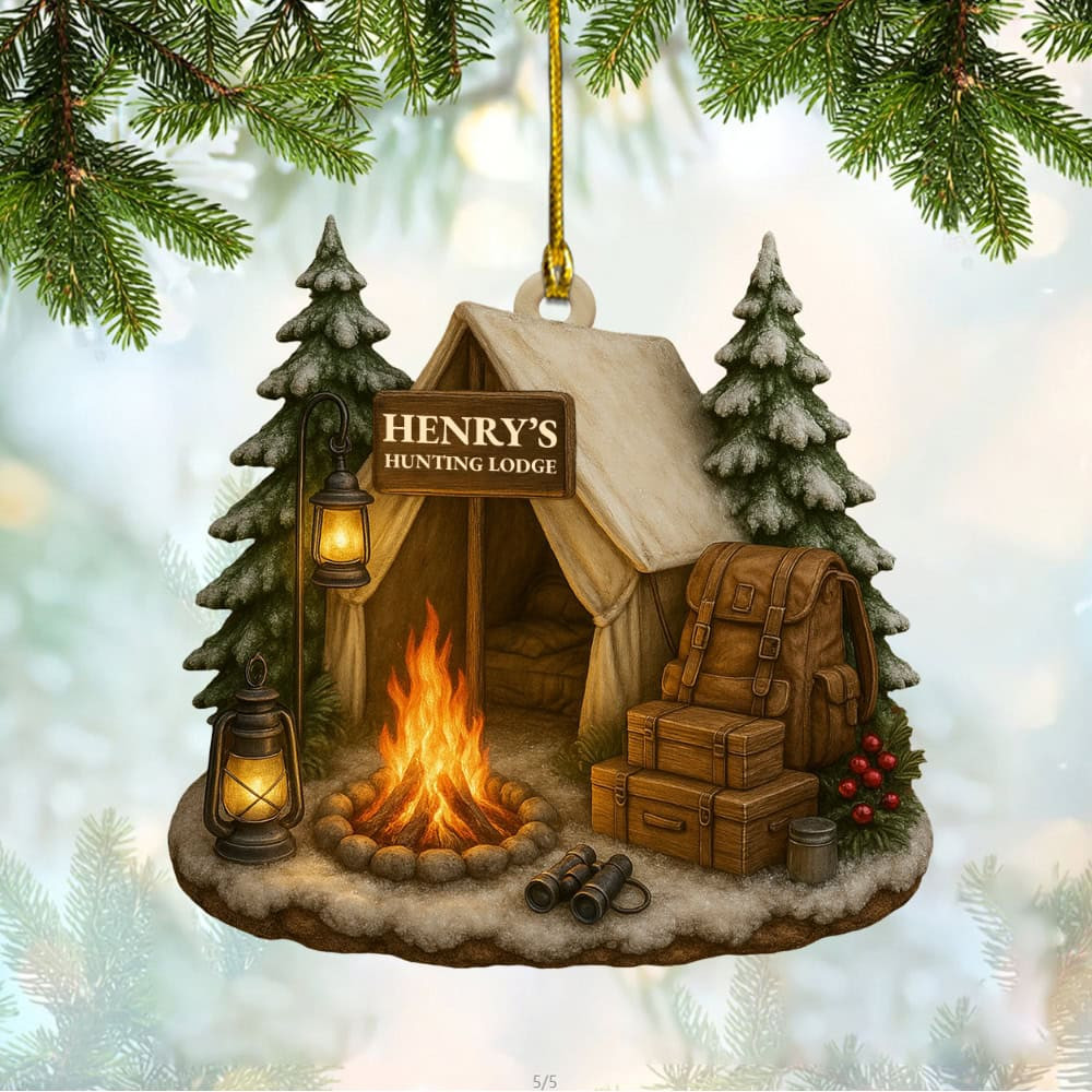 Personalized Cozy Campfire Scene Personalized Custom Flat Acrylic Ornament Gift For Campers And Nature Lovers
