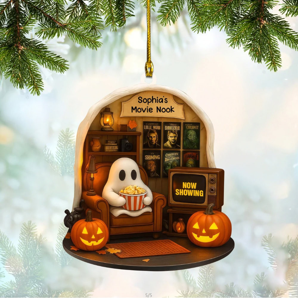 Personalized Create A Cozy Spooky Corner With A Halloween Movie Nook Personalized Custom Acrylic Ornament Gift For Movie Lovers And Halloween Enthusiasts