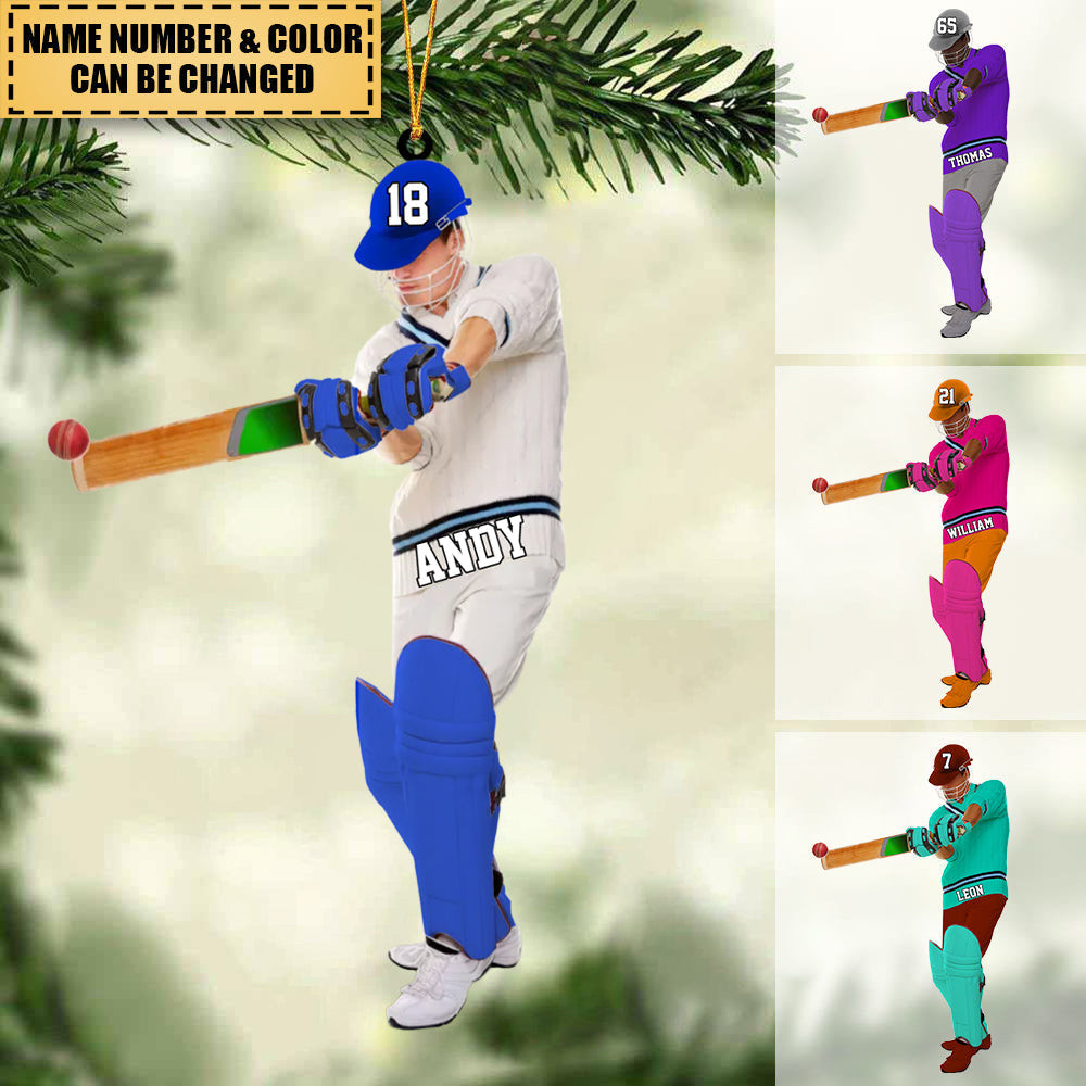 Personalized Cricket player Christmas OrnamentGreat Gift Idea For Cricket Lovers/Players