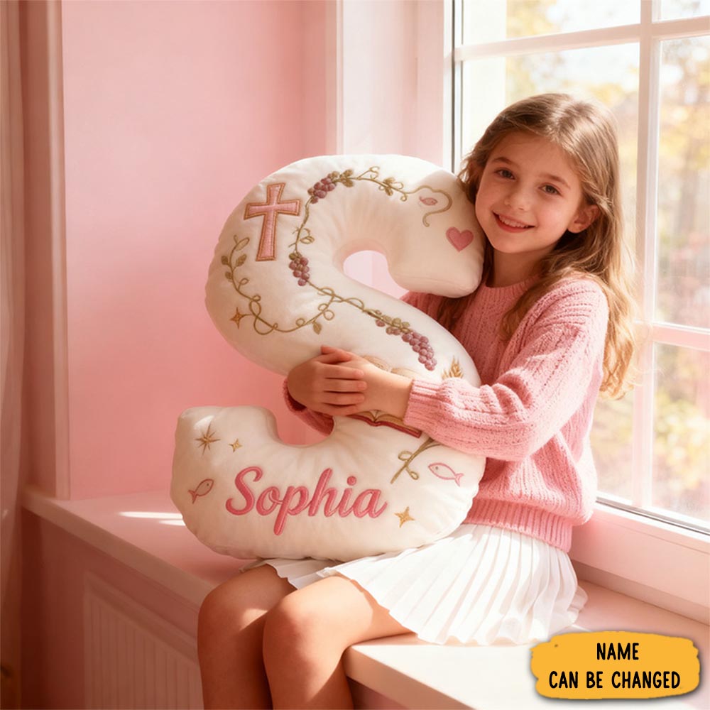 Personalized Cross Bible Letter Pillow With Custom Name Home Decor Graphic 3d Print Pillow Religious Faith Gift For Christians Christmas Gift