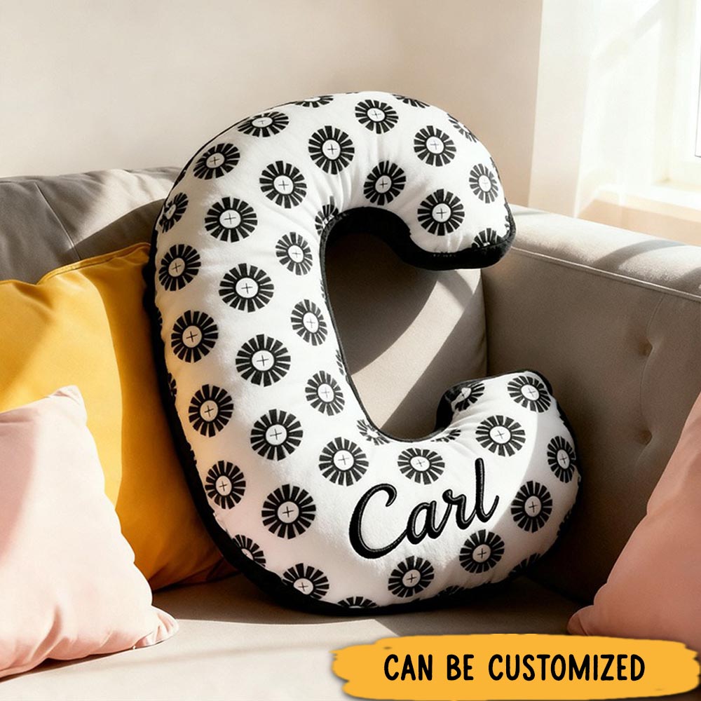 Personalized Cross Letter Pillow with Custom Name Home Decor Modern Style Pillow Religious Catholic Gift Faith Gift