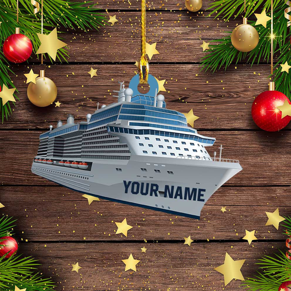 Personalized Cruise Ship Ornament Custom Name Flat Acrylic Ornament for Cruise Lovers