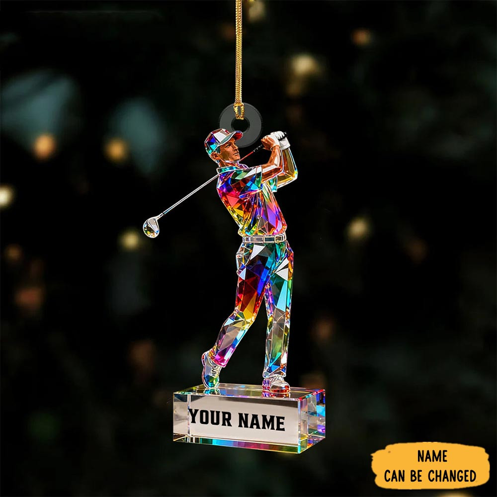 Personalized Crystal Golf Pose Christmas Ornament Custom Christmas Ornament Men's Gifts