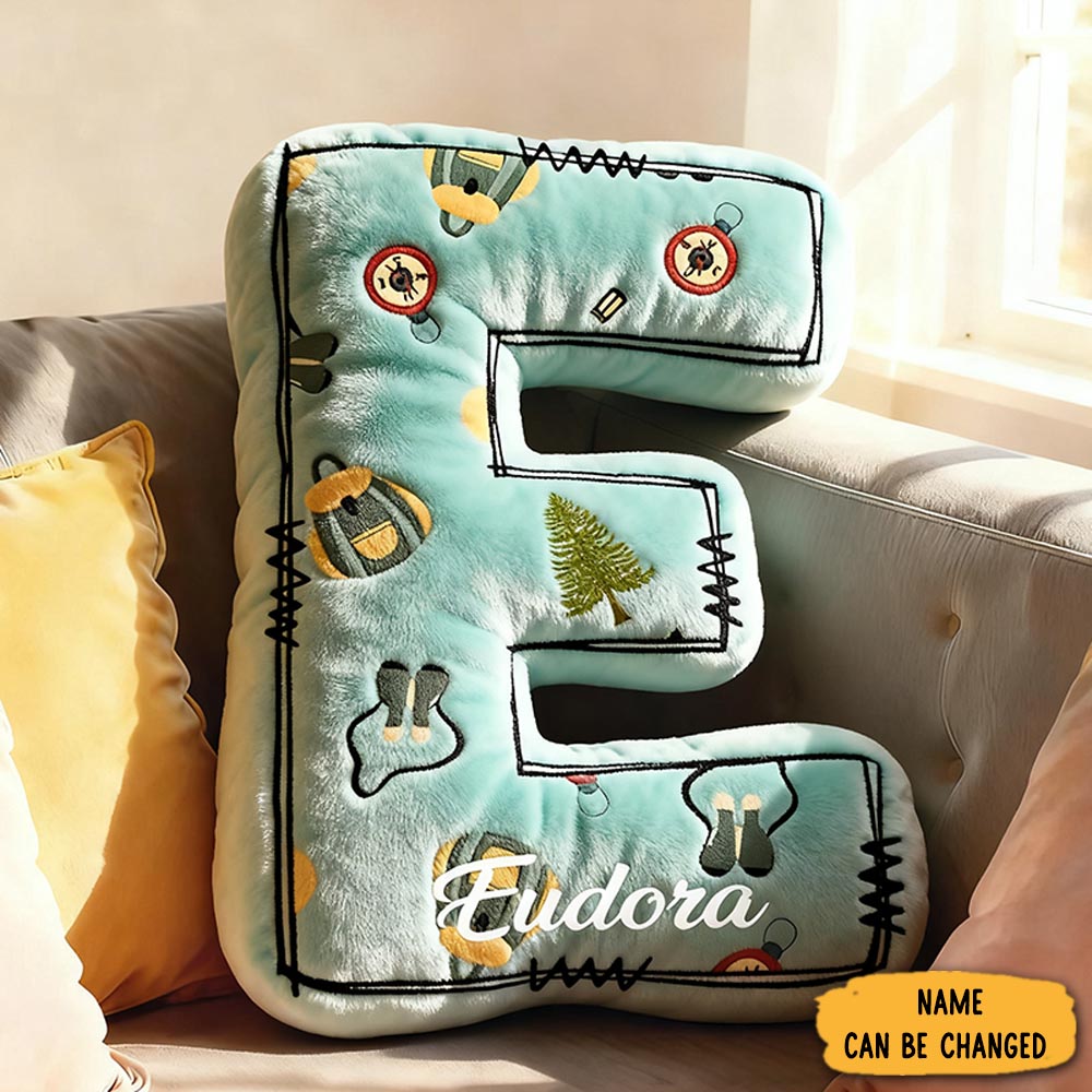 Personalized Custom Alphabet Letters Cushion Pillow Custom Outdoor Camping Pillow Gift For Family Pillow Gift For Camping Hiking