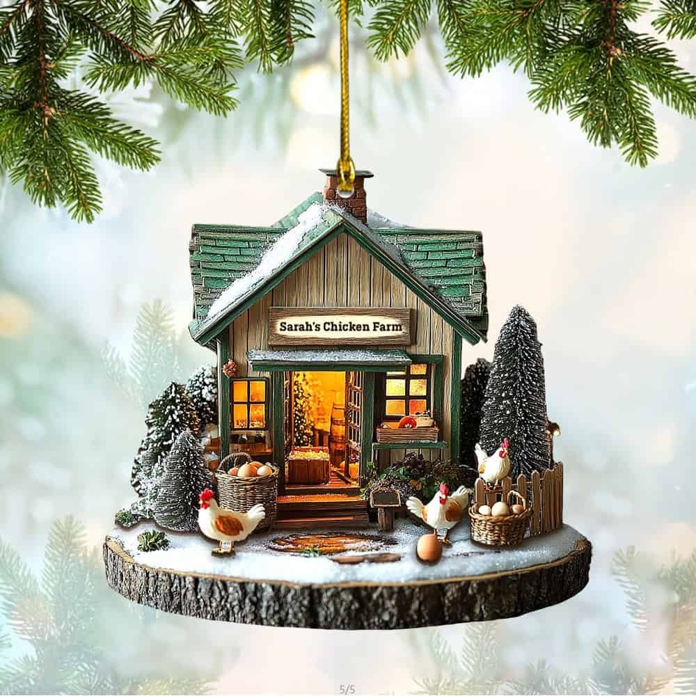 Personalized Custom Chicken Farm Ornament Personalized Chicken Farm Christmas Ornament Gift For Farmer Chicken Lover