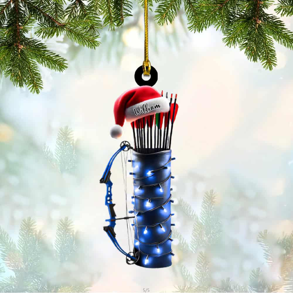 Personalized Custom Name Archery Ornament Personalized Quiver And Bow Christmas Acrylic Ornament Gift For Archery Lover