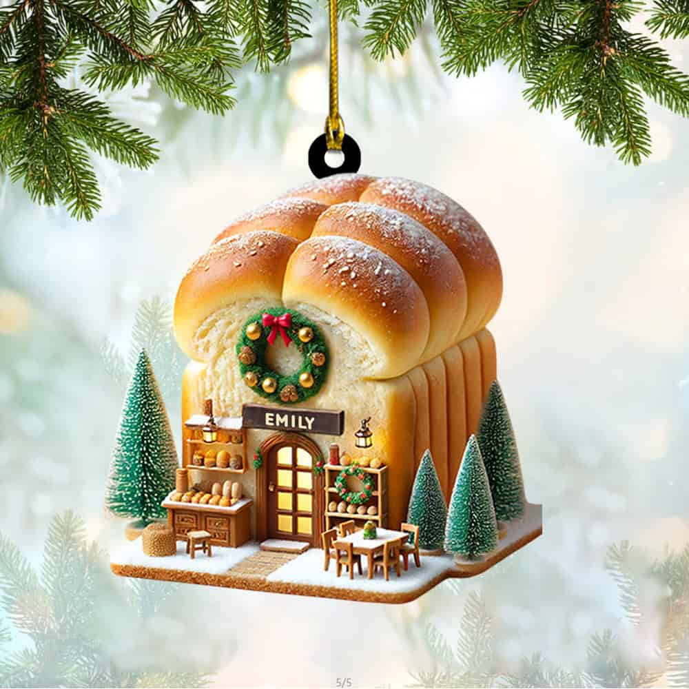 Personalized Custom Name Bakery Christmas Ornament Personalized Bread Shop Acrylic Ornament Bread Shop Home Decor Gift For Baking Lover
