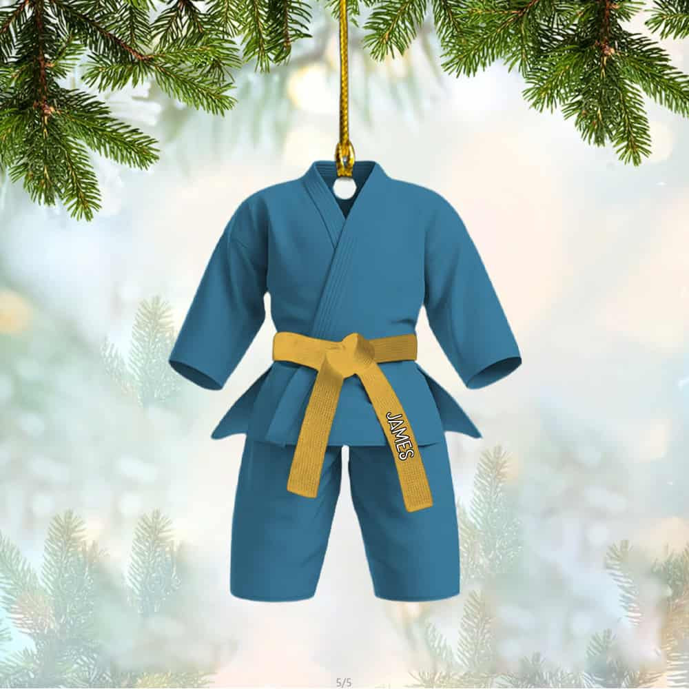 Personalized Custom Name Black Belt Christmas Ornament Personalized Karate Flat Acrylic Ornament Gift For Karate Taekwondo Jiujitsu Lovers