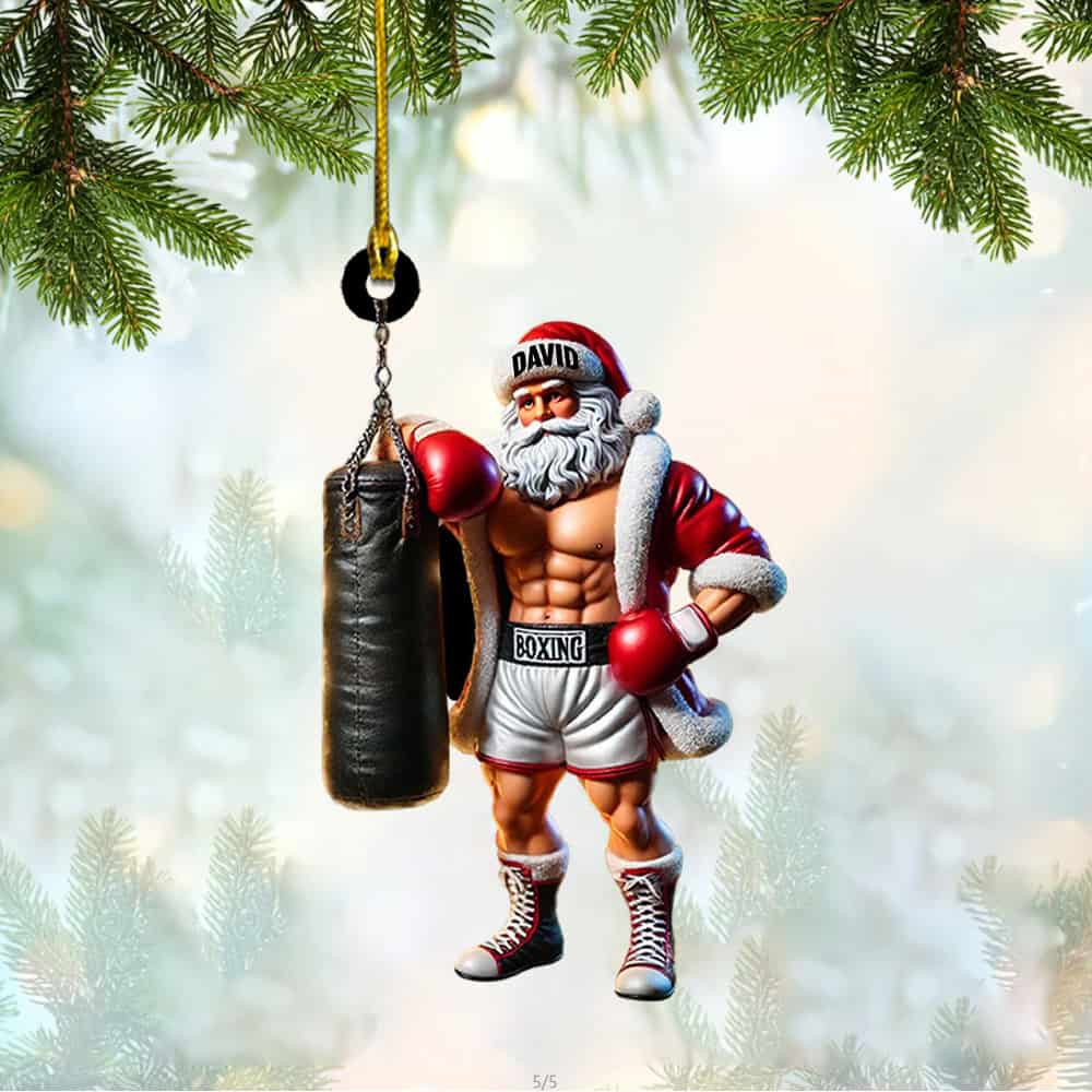Personalized Custom Name Boxing Christmas Ornament Personalized Boxing Santa Acrylic Ornament Gift For Boxing Lover