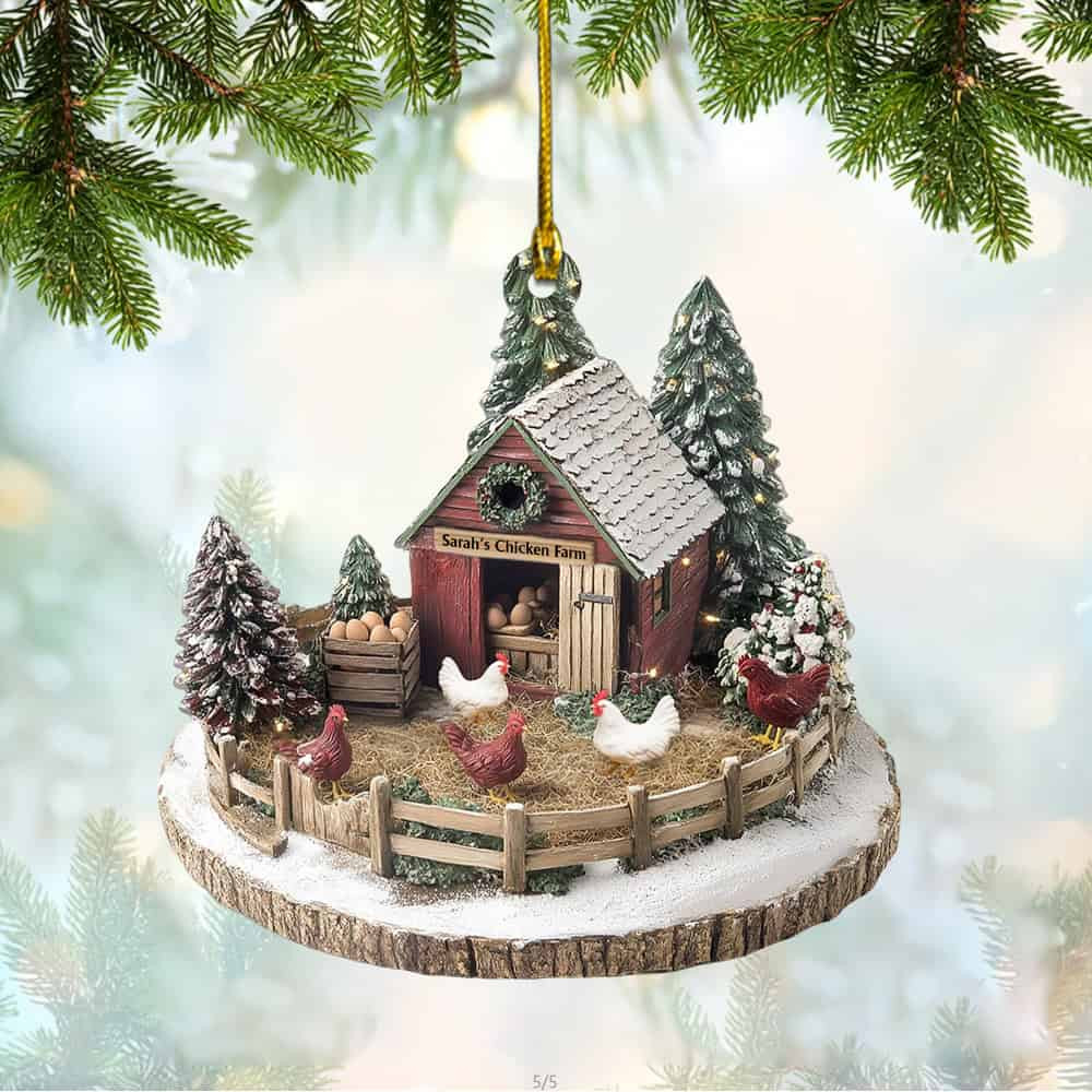 Personalized Custom Name Chicken Farm Ornament Personalized Dreamy Chicken Farm Christmas Acrylic Ornament Gift For Chicken Lovers