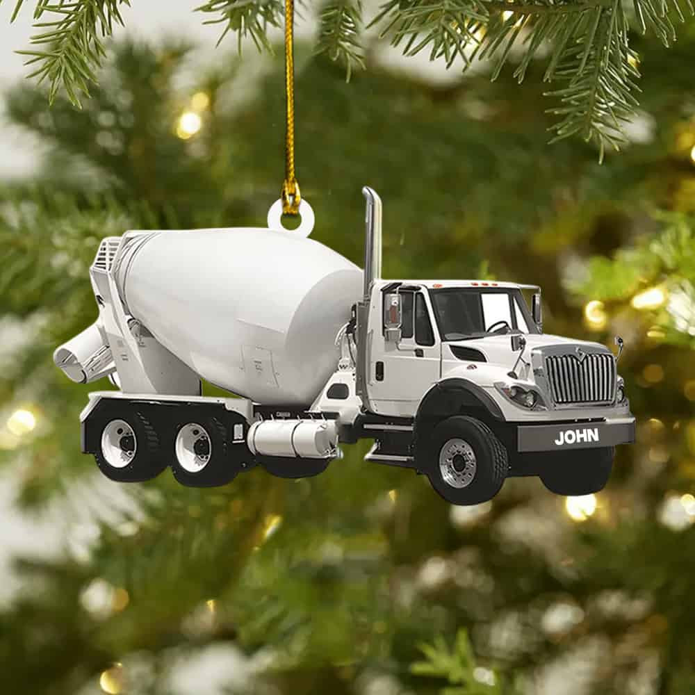 Personalized Custom Name Concrete Mixer Truck Personalized Christmas Acrylic Ornament