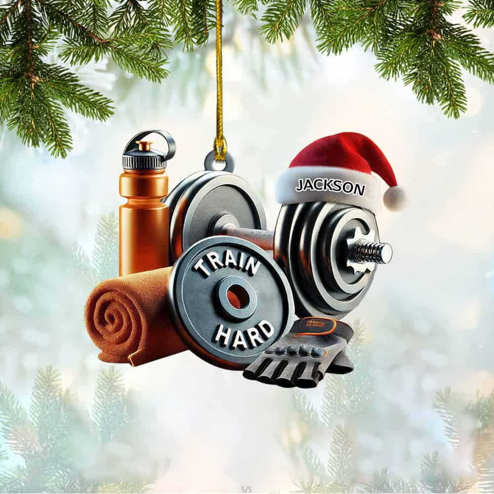 Personalized Custom Name Fitness Ornament Personalized Fitness Christmas Ornament Gift For Gym Lovers