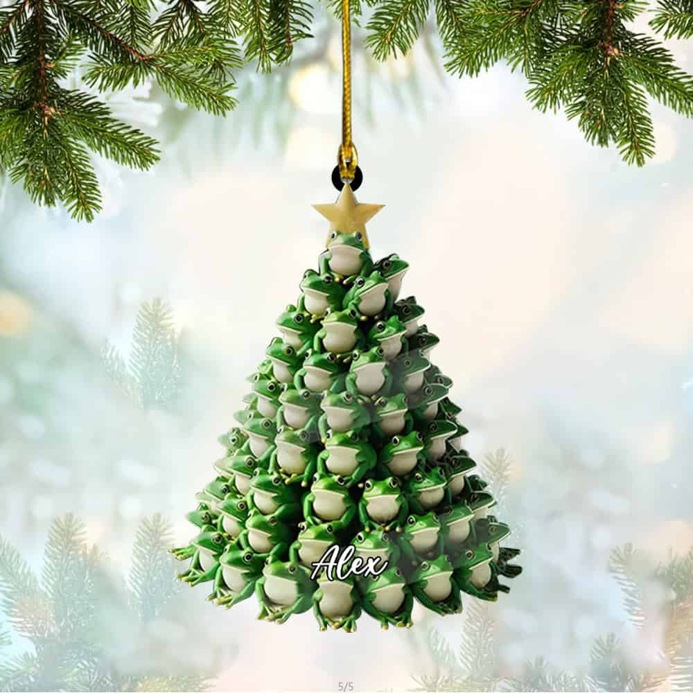 Personalized Custom Name Frog Christmas Tree Ornament Personalized Frogs Christmas Ornament Gift For Frog Lover