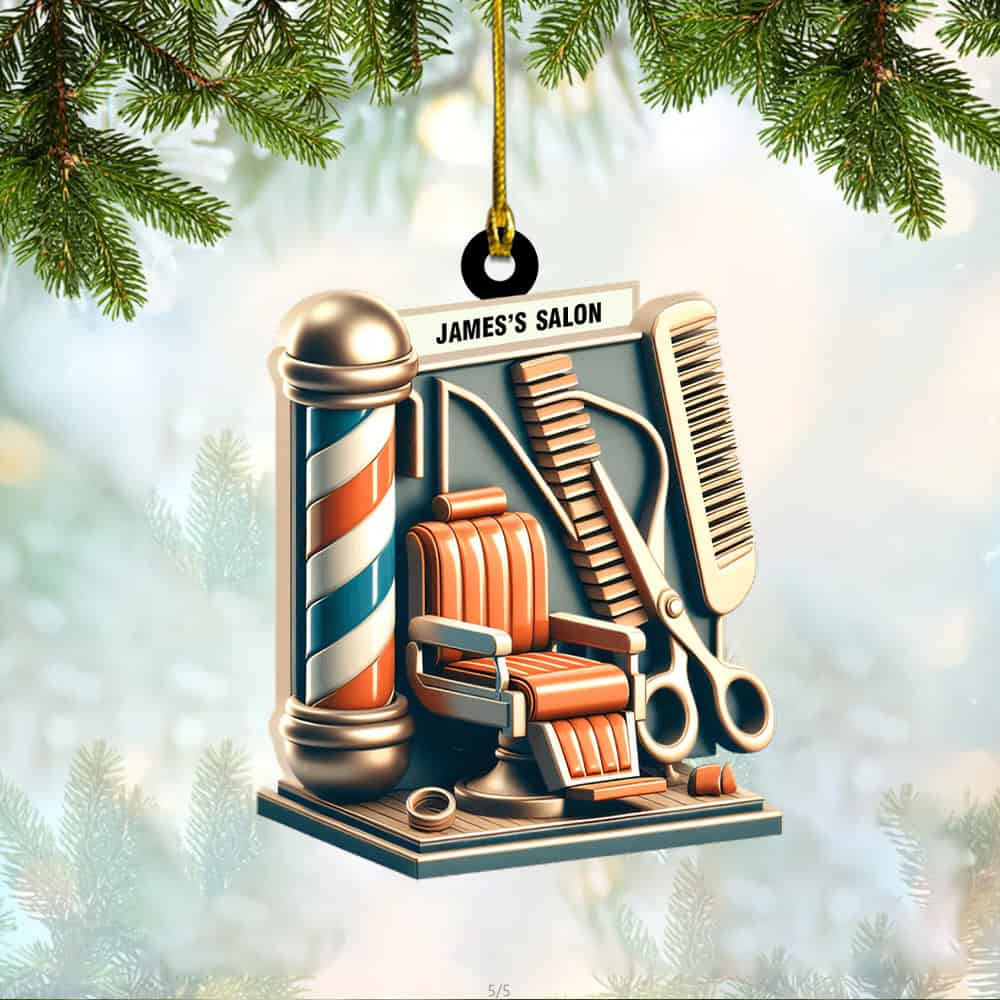 Personalized Custom Name Hair Salon Personalized Acrylic Christmas Ornament Gift For Hairdresser Hair Salon Owner