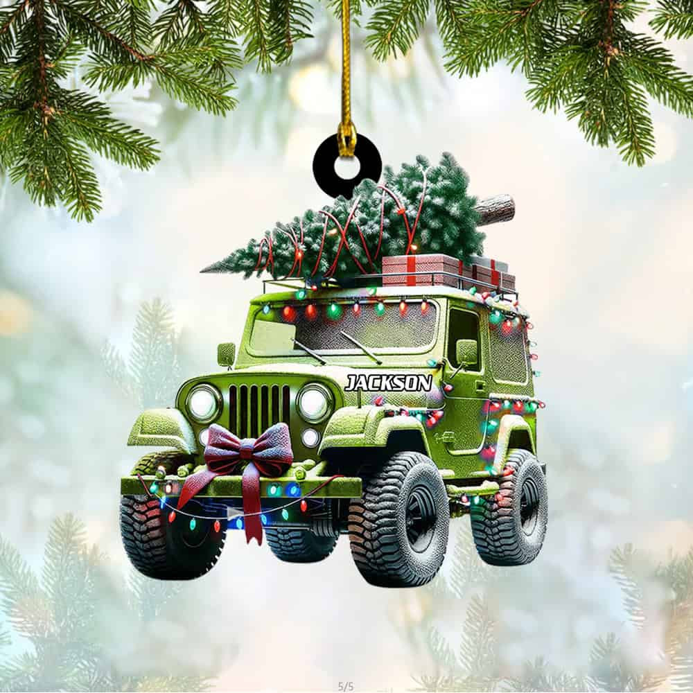 Personalized Custom Name Jeep Car Ornament Personalized Offroad Christmas Ornament Gift For Adventure Lovers Jeep Lovers