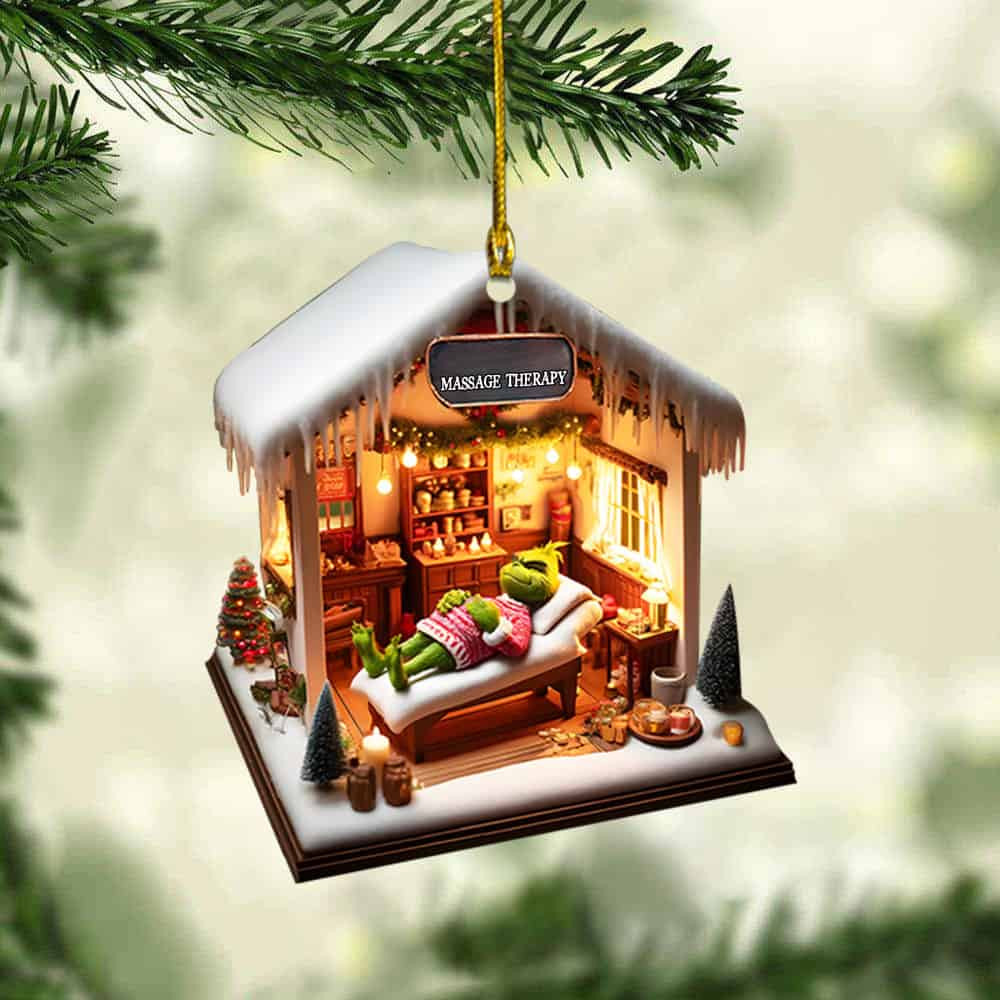 Personalized Custom Name Massage Therapy Christmas Ornament Personalized Green Monster Acrylic Ornament Gift For Massage Therapy