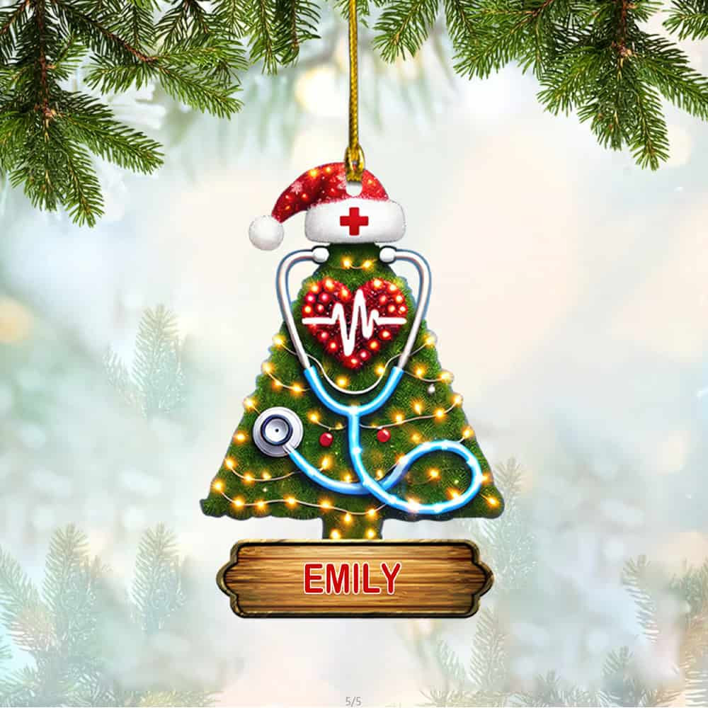 Personalized Custom Name Nurse Ornament Personalized Nurse Christmas Tree Acrylic Ornament Gift For Nurse