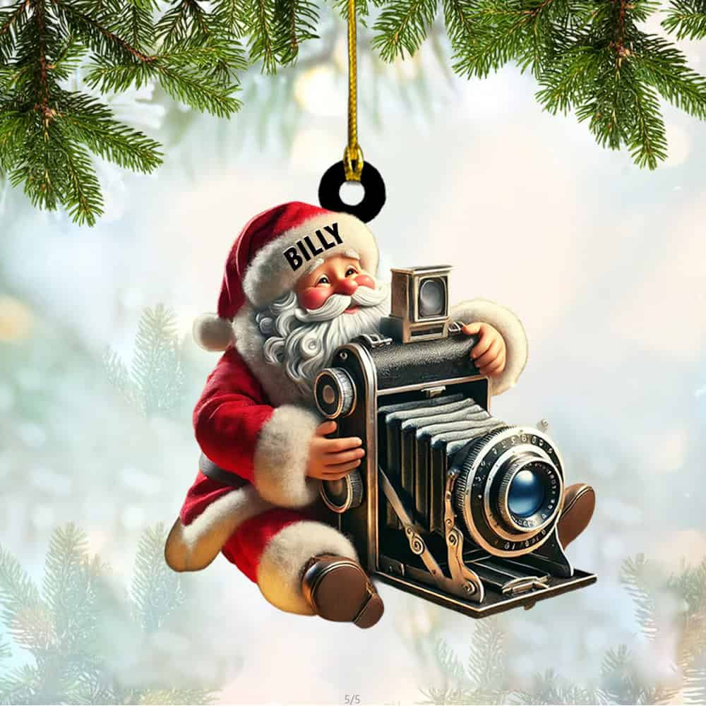 Personalized Custom Name Photographer Christmas Ornament Personalized Santa Photographer Acrylic Ornament Gift For Photographer