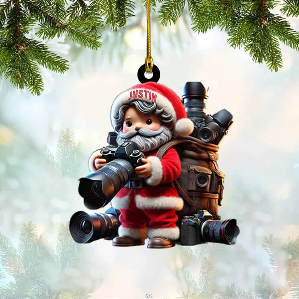 Personalized Custom Name Photographer Christmas Ornament Personalized Santa Photographer Ornament