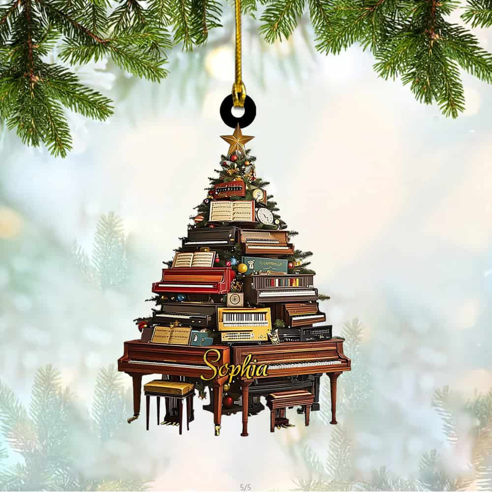 Personalized Custom Name Piano Christmas Acrylic Ornament Personalized Piano Ornament Musician Gift For Piano Player Piano Lovers