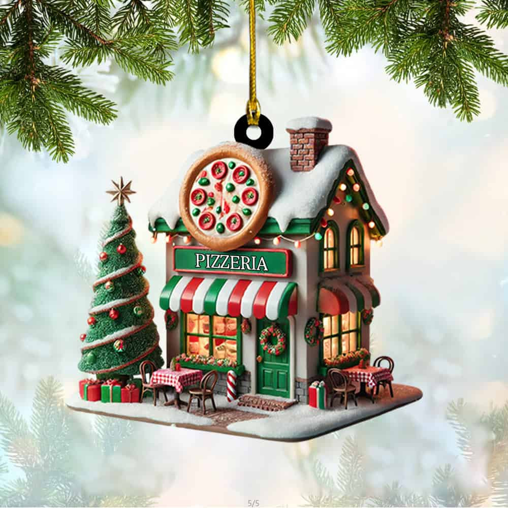 Personalized Custom Name Pizza Christmas Ornament Personalized Pizzeria Shop Ornament Gift For Pizza Lover Pizza Shop Owner