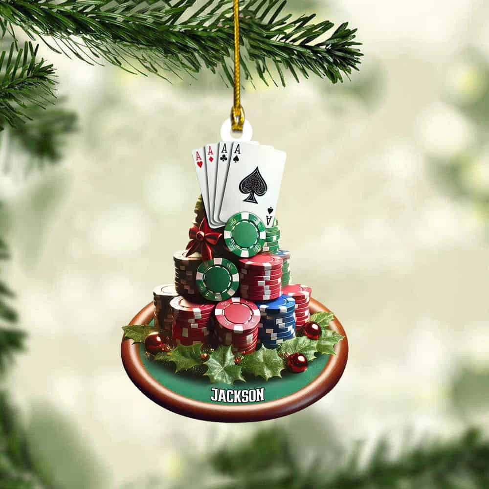 Personalized Custom Name Poker Ornament Personalized Poker Christmas Acrylic Ornament Gift For Poker Lover