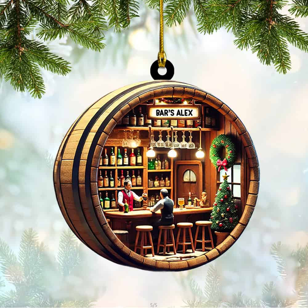 Personalized Custom Name Pub Christmas Ornament Personalized Bar Lounge Ornament Gift For Bartender Bar Christmas Decor Gift For Drinker