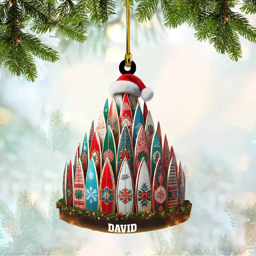 Personalized Custom Name Surfboard Ornament Personalized Surfboard Acrylic Christmas Ornament Gift For Beach And Surf Lovers