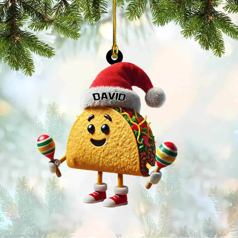 Personalized Custom Name Taco Christmas Ornament Personalized Taco Acrylic Ornament Christmas Gift For Taco Lovers