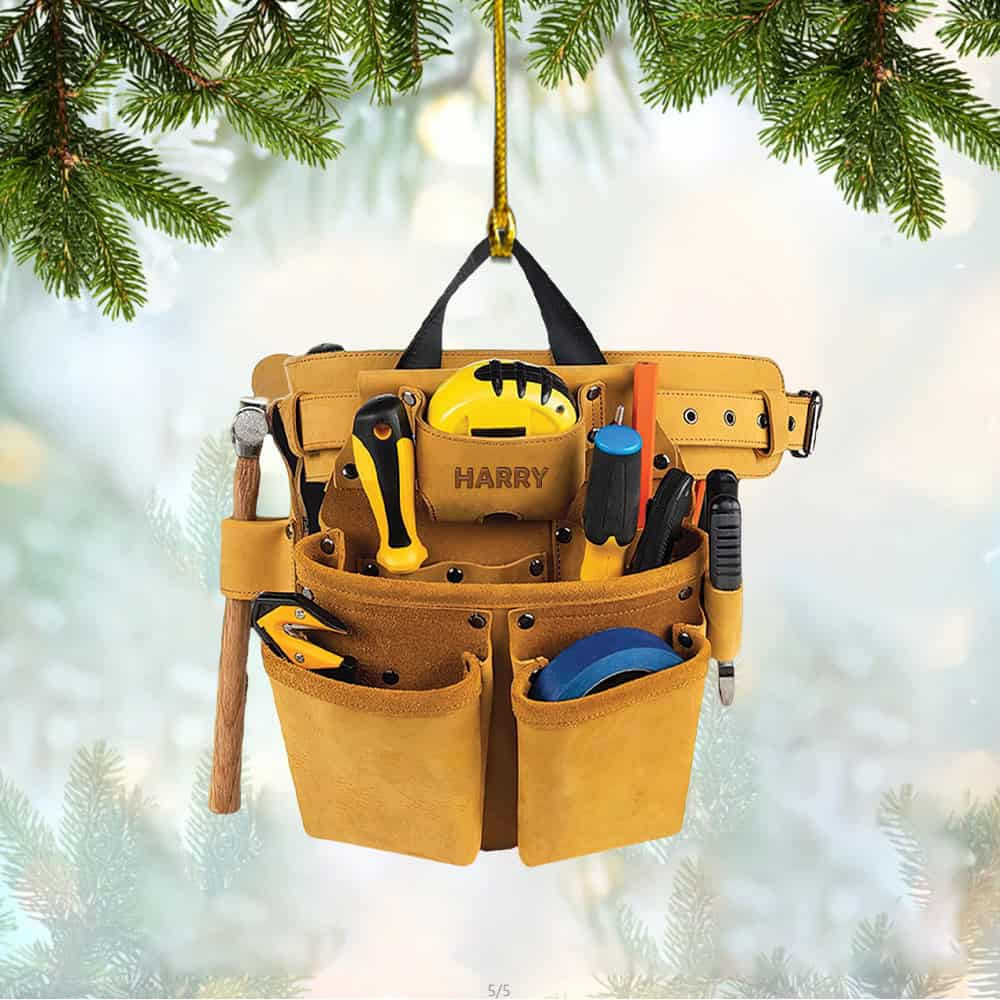 Personalized Custom Name Tools Belt Bag Ornament Personalized Carpenter Tool Belt Christmas Acrylic Ornament Gift For Carpenter Handyman