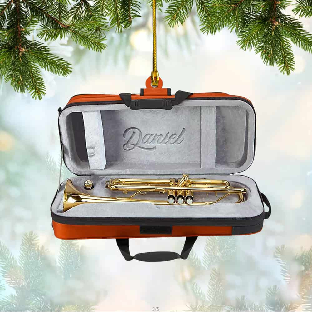 Personalized Custom Name Trumpet Ornament Personalized Trumpet With Christmas Hat Ornament Gift For Trumper Player