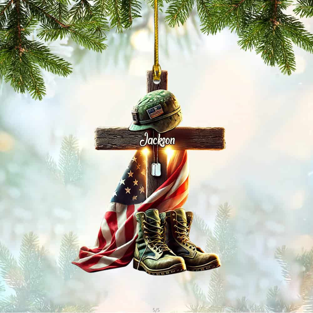 Personalized Custom Name Us Veteran Ornament Personalized Us Veteran Memorial Christmas Acrylic Ornament