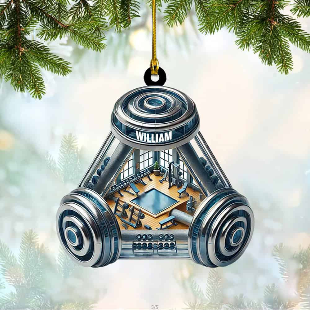 Personalized Custom Name Weight Room Christmas Ornament Personalized 2 Flat Merry Christmas Lift Weights Ornament Weight Lifting Christmas Gift