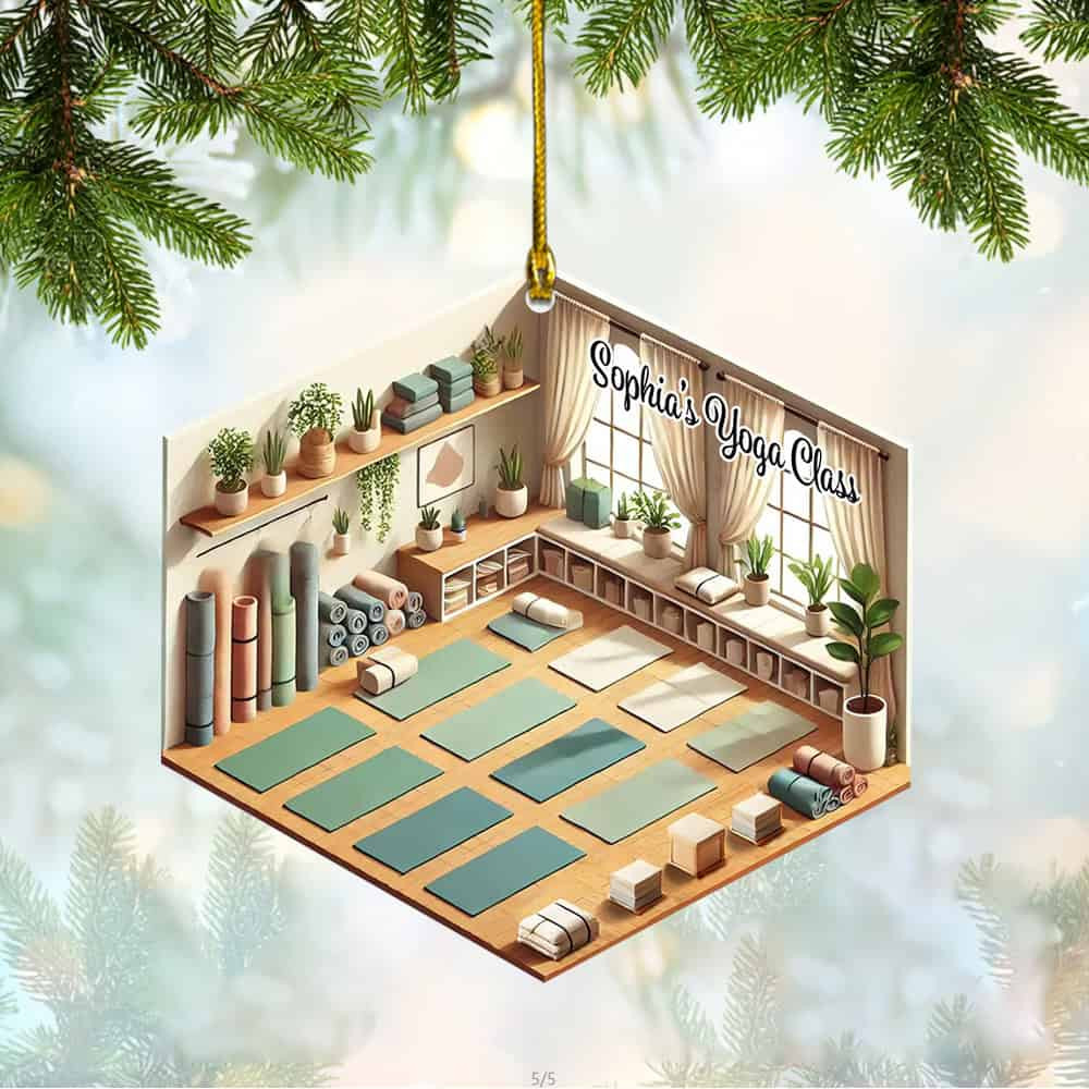 Personalized Custom Name Yoga Studio Ornament Personalized Yoga Studio Christmas Ornament Gift For Yoga Lover