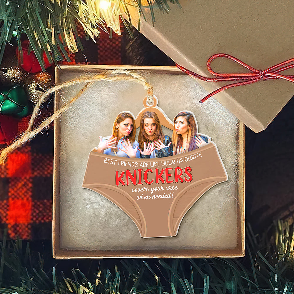 Personalized Custom Photo Christmas Gifts For Friends, Funny Knickers Acrylic Ornament - Xmas Ornament Gift