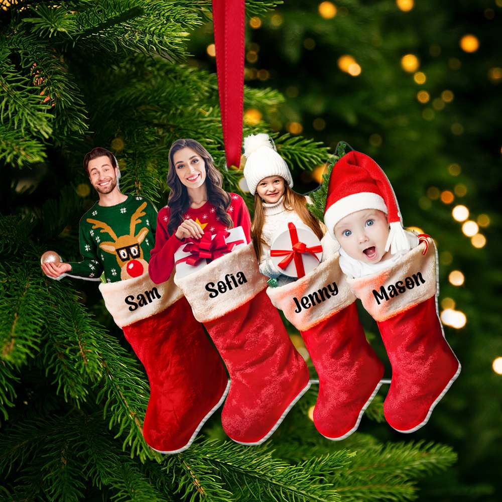 Personalized Custom Photo Gifts For Family Acrylic Ornament - Cute Christmas Tree Gift Idea