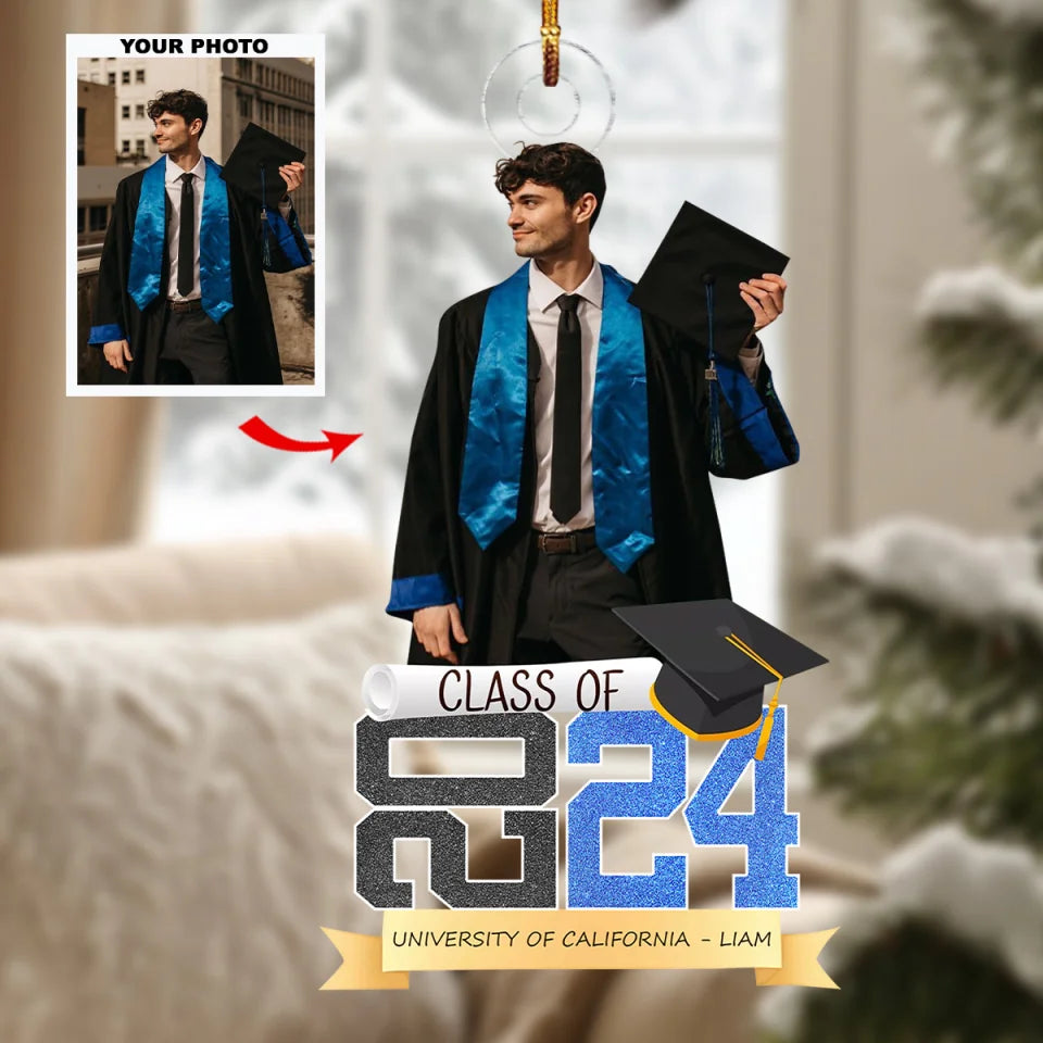 Personalized Custom Photo Mica Ornament Graduation Gift