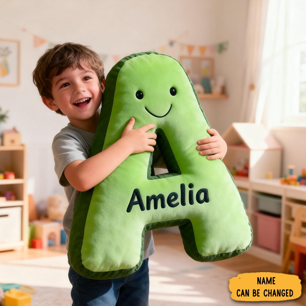 Personalized Cute Avocado Initial Name Pillow Christmas Gift For Kids Family