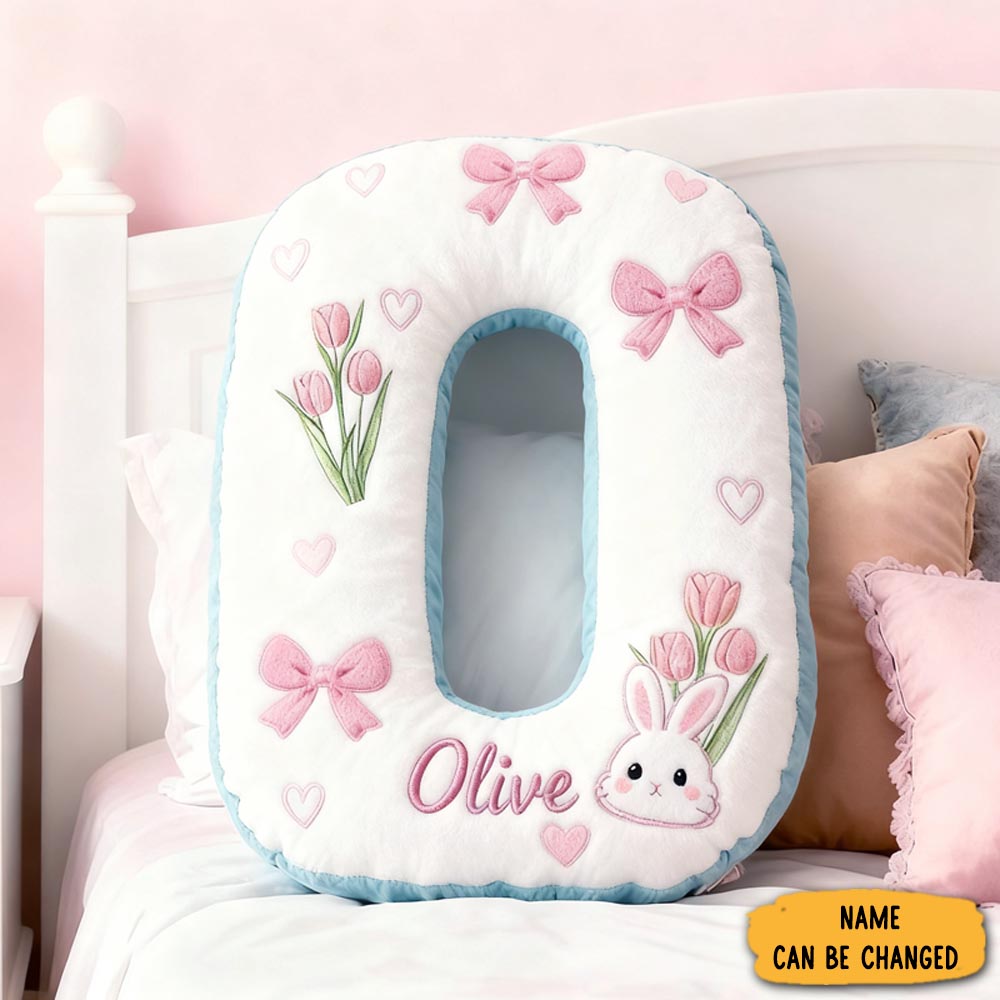 Personalized Cute Cartoon Rabbit With Name Graphic 3d Print Pillow Christmas Gift For Kids