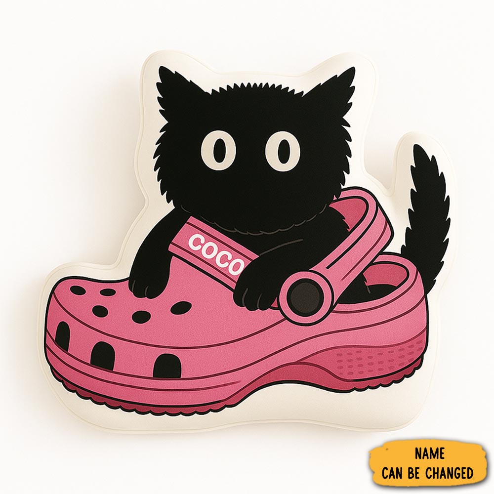 Personalized Cute Cat Throw Pillow Custom Throw Pillow With Name Black Cat Pillow Cute Plush Decor Gift For Kids Cat Lovers Home Decoration