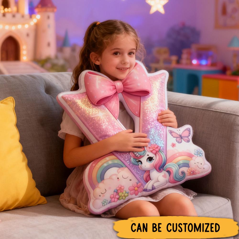 Personalized Cute Dream Horse Initial Pillow Christmas Gift for Kids