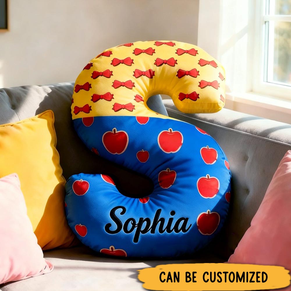 Personalized Cute Fairy Tale Style Initial Name Pillow Christmas Gift for Kids Family