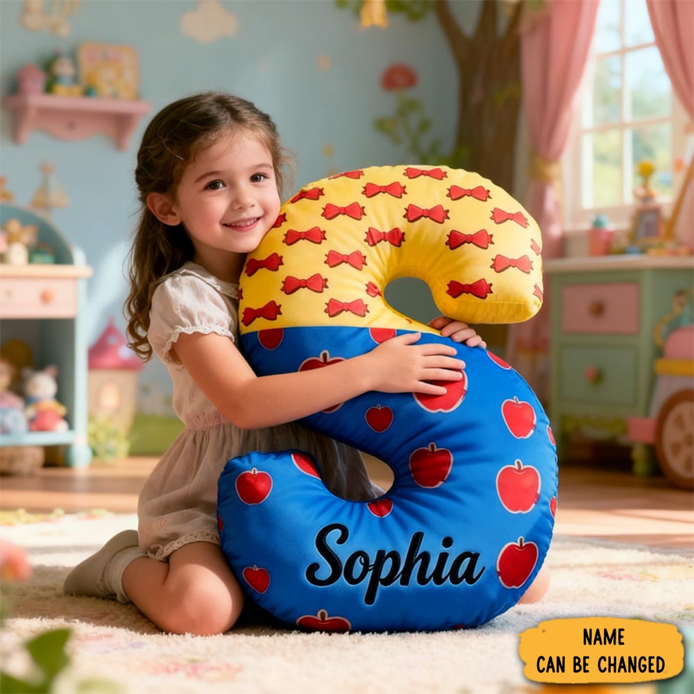 Personalized Cute Fairy Tale Style Initial Name Pillow Christmas Gift For Kids Family