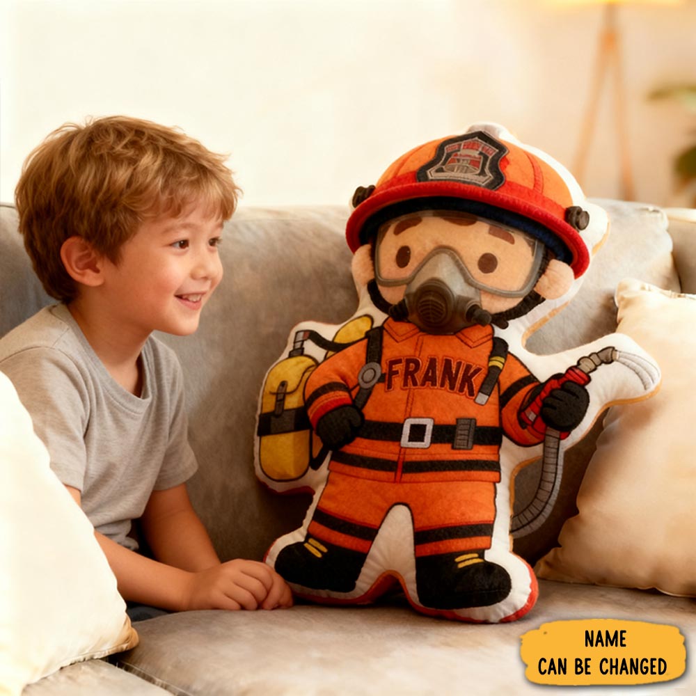 Personalized Cute Firefighter Pillow With Custom Name Graphic 3d Print Pillow