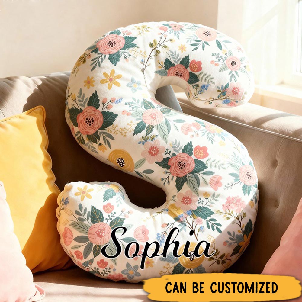 Personalized Cute Flower Letter Pillow Custom Name Pillow for Kids Gardening Lovers Gift